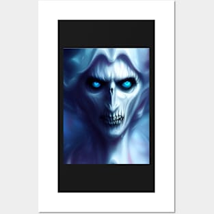 SPOOKY BLUE EYED PURPLE TINGED HALLOWEEN VAMPIRESS Posters and Art